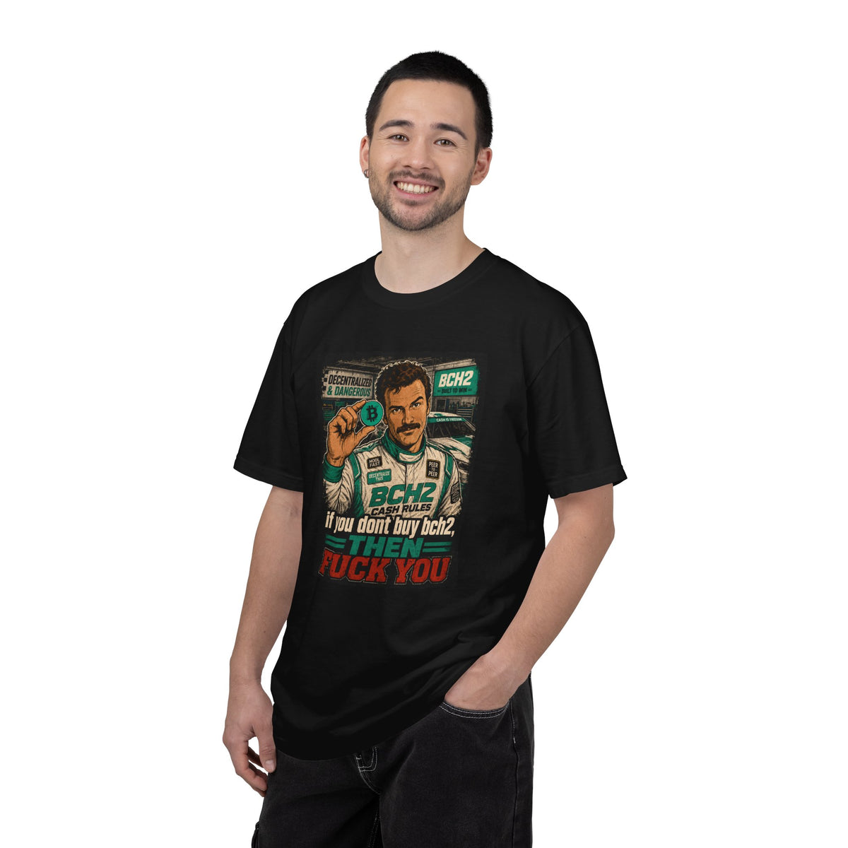 BCH2 Retro Racer T-Shirt — 'If You Don't Buy BCH2, Then F*** You' Graphic Tee